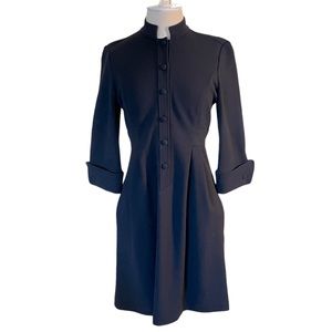 Diane vonFurstenberg black wool silk button up mandarin neck w stretch d…